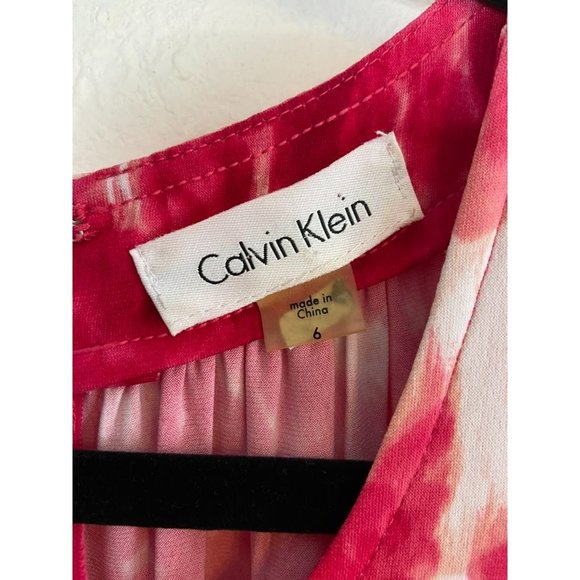Calvin‎ Klein women's pink white patterned maxi dress stretch high neck - Picture 6 of 8